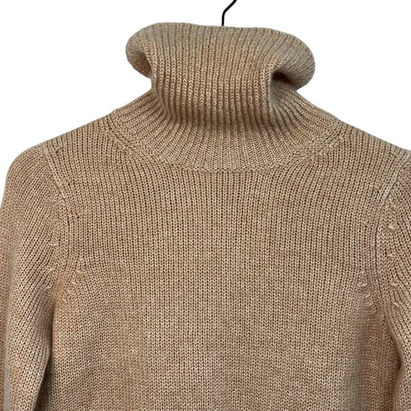 INTERMIX Wool & Mohair Pullover Turtleneck | Peach w/ Sparkly Thread Size Small - Picture 4 of 11